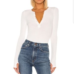 NWOT white silk long sleeve Henley top